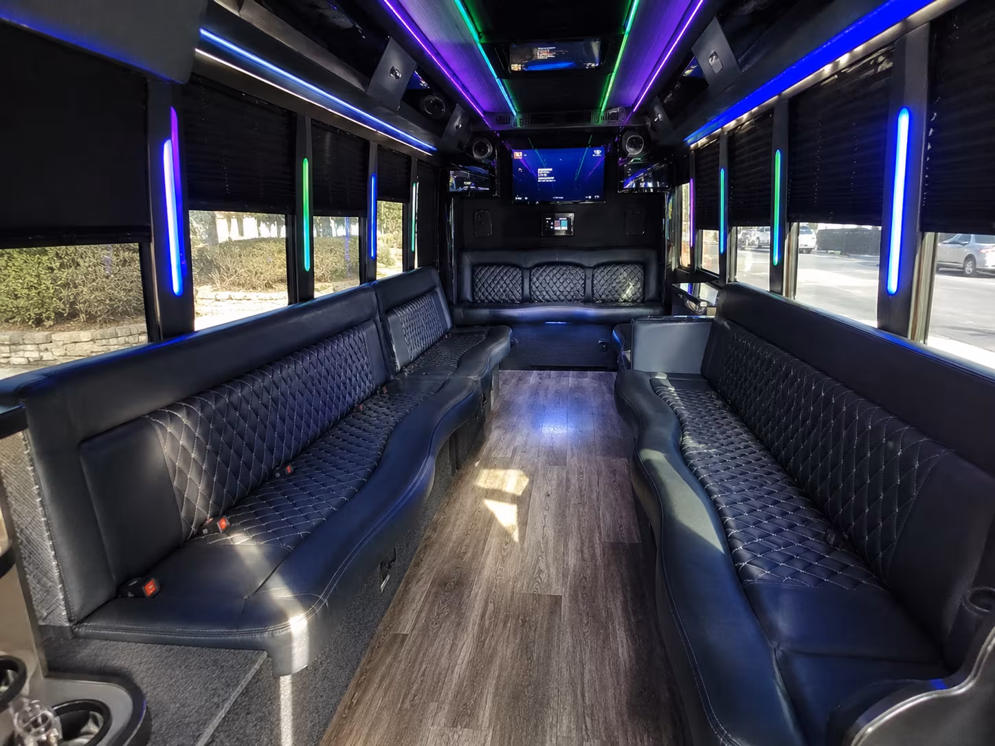 blue springs 15 passenger party bus interior