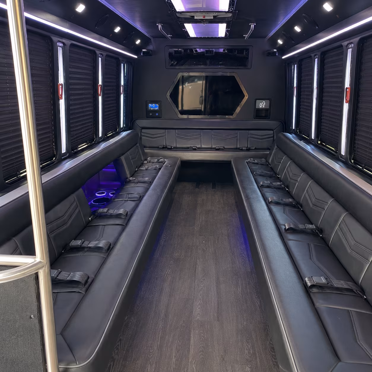 blue springs 18 passenger party bus interior