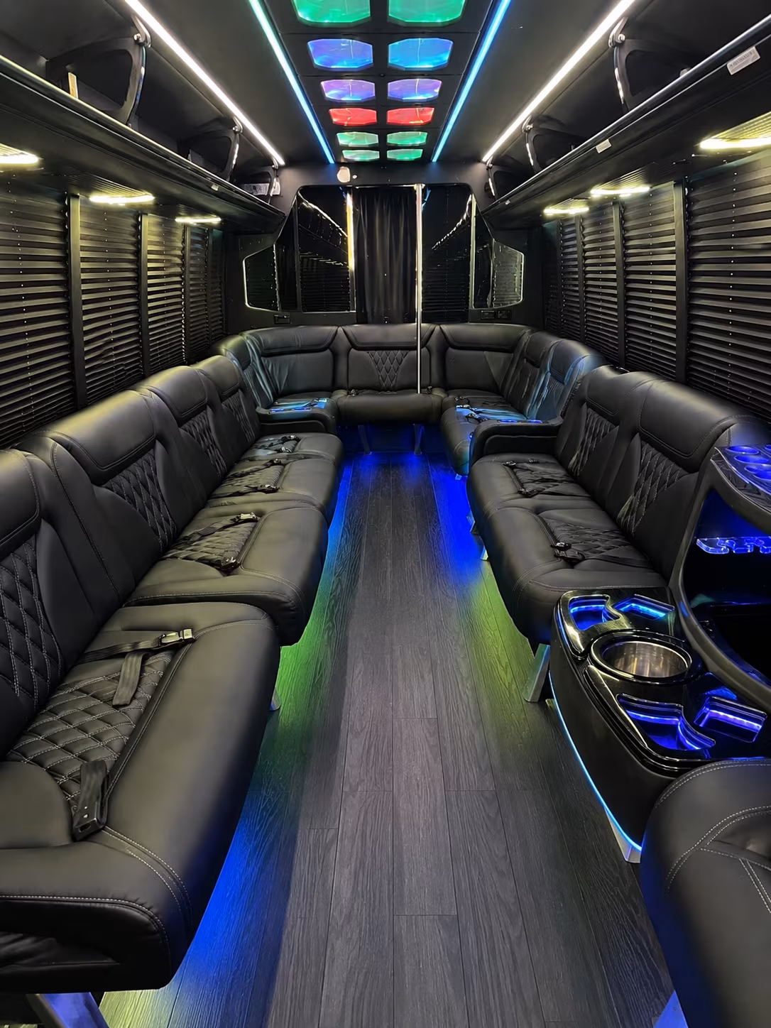 blue springs 20 passenger party bus interior