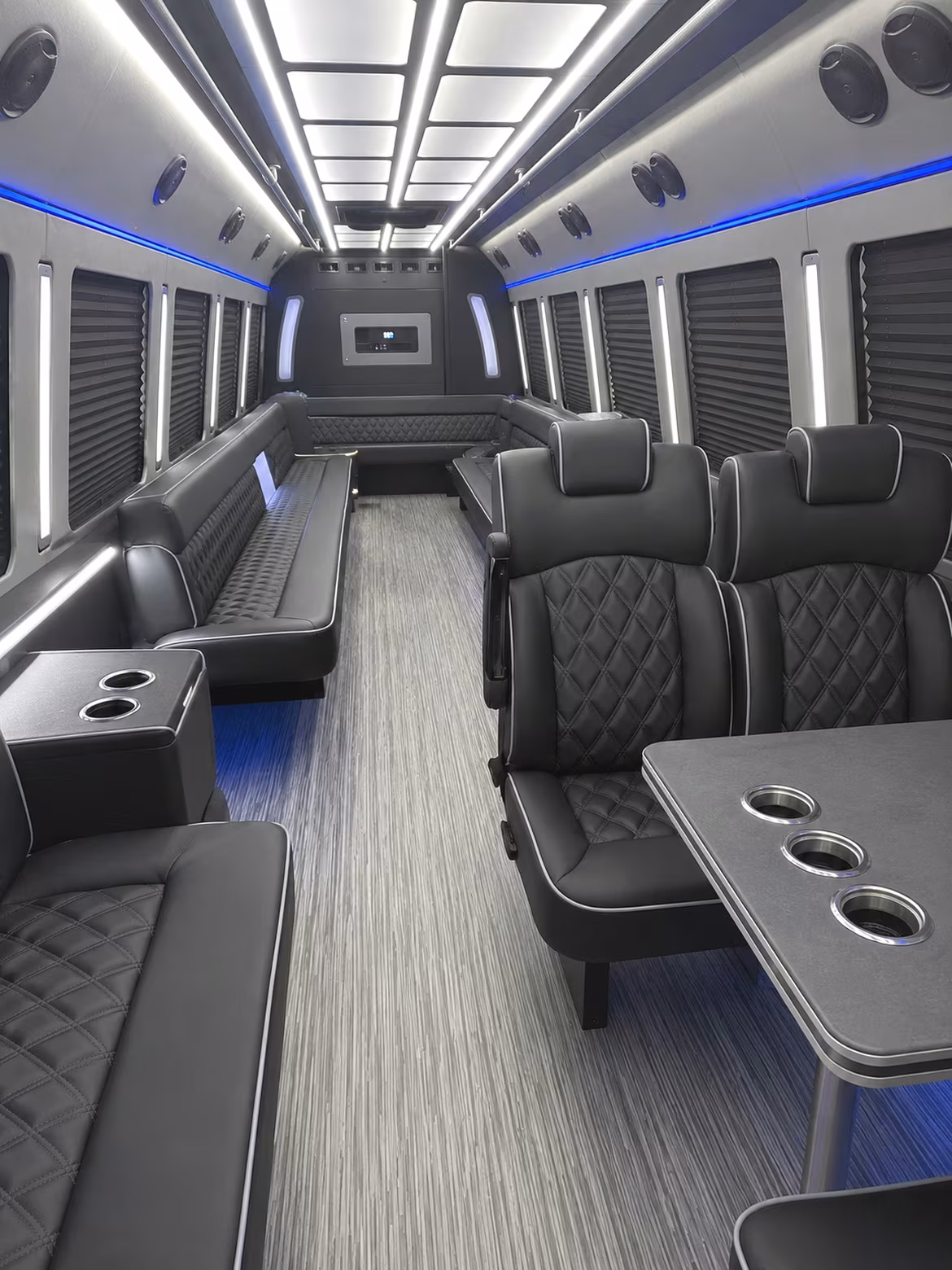 blue springs 25 passenger party bus inside