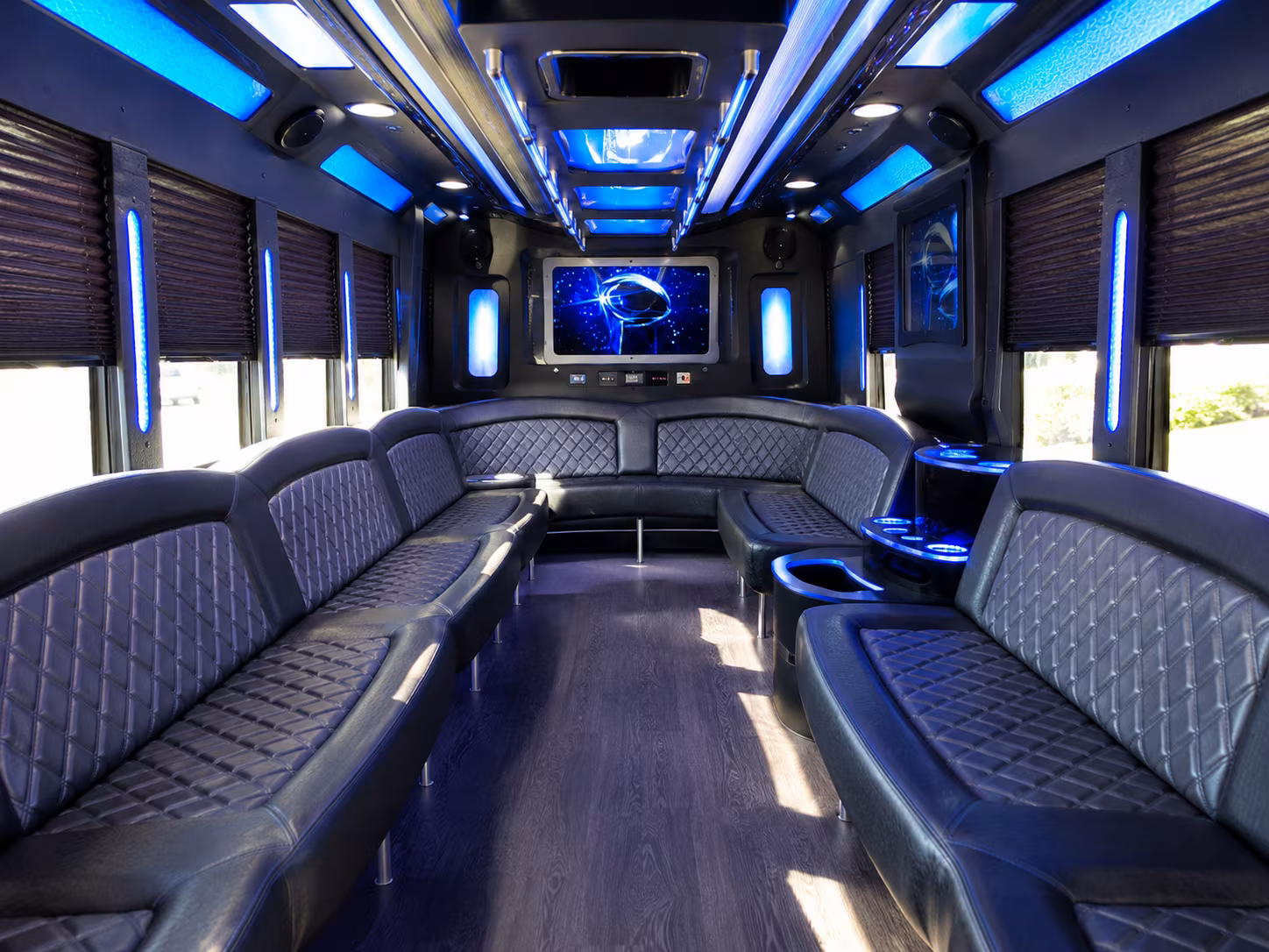 blue springs 28 passenger party bus inside