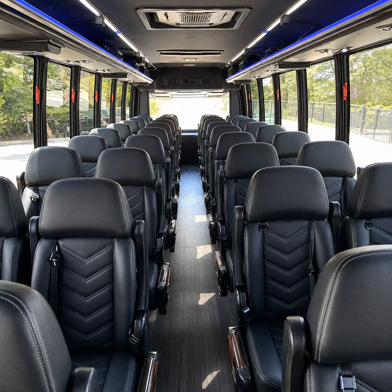 blue springs 30 passenger minibus interior