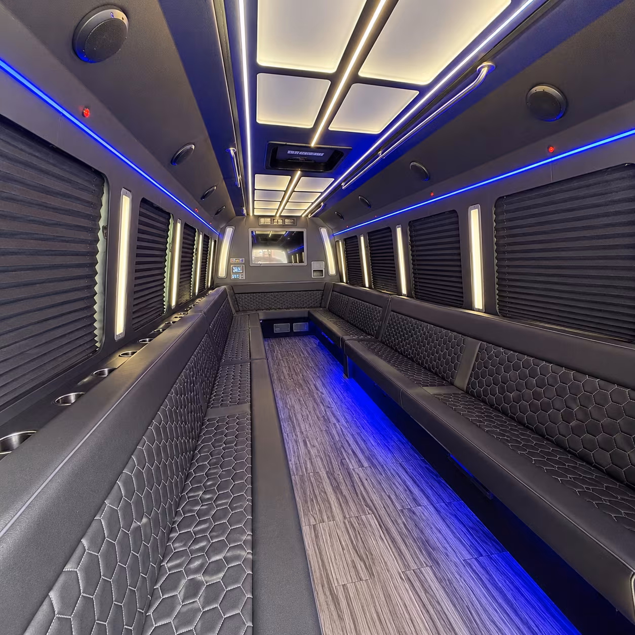 blue springs 30 passenger party bus interior