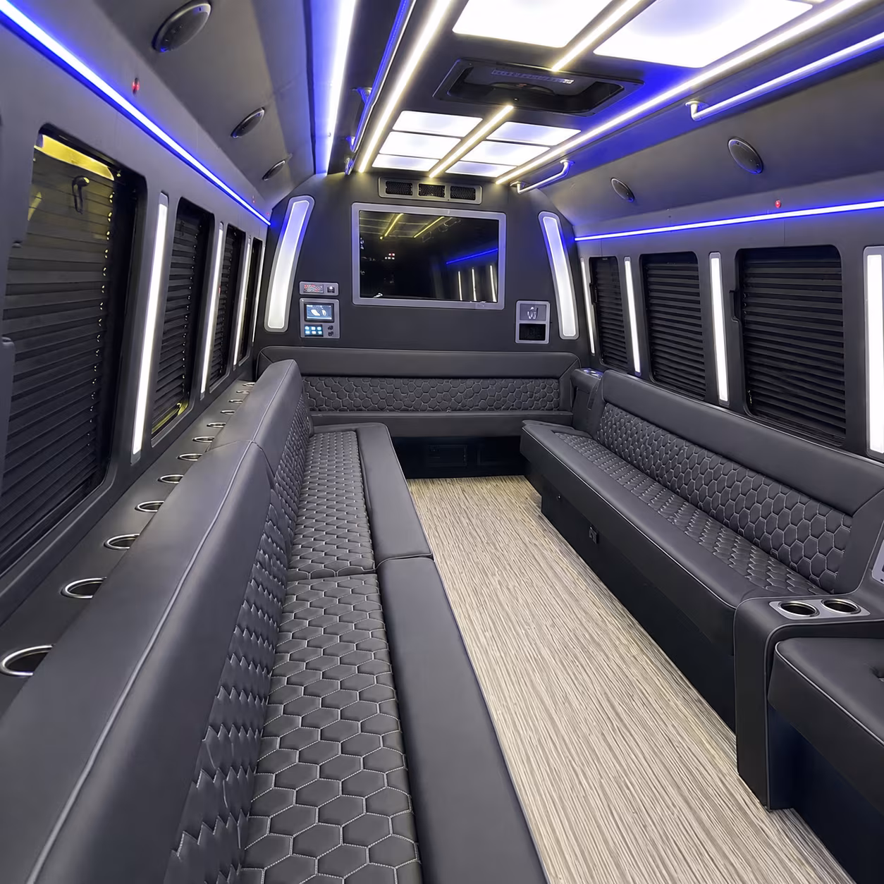 blue springs 40 passenger party bus inside