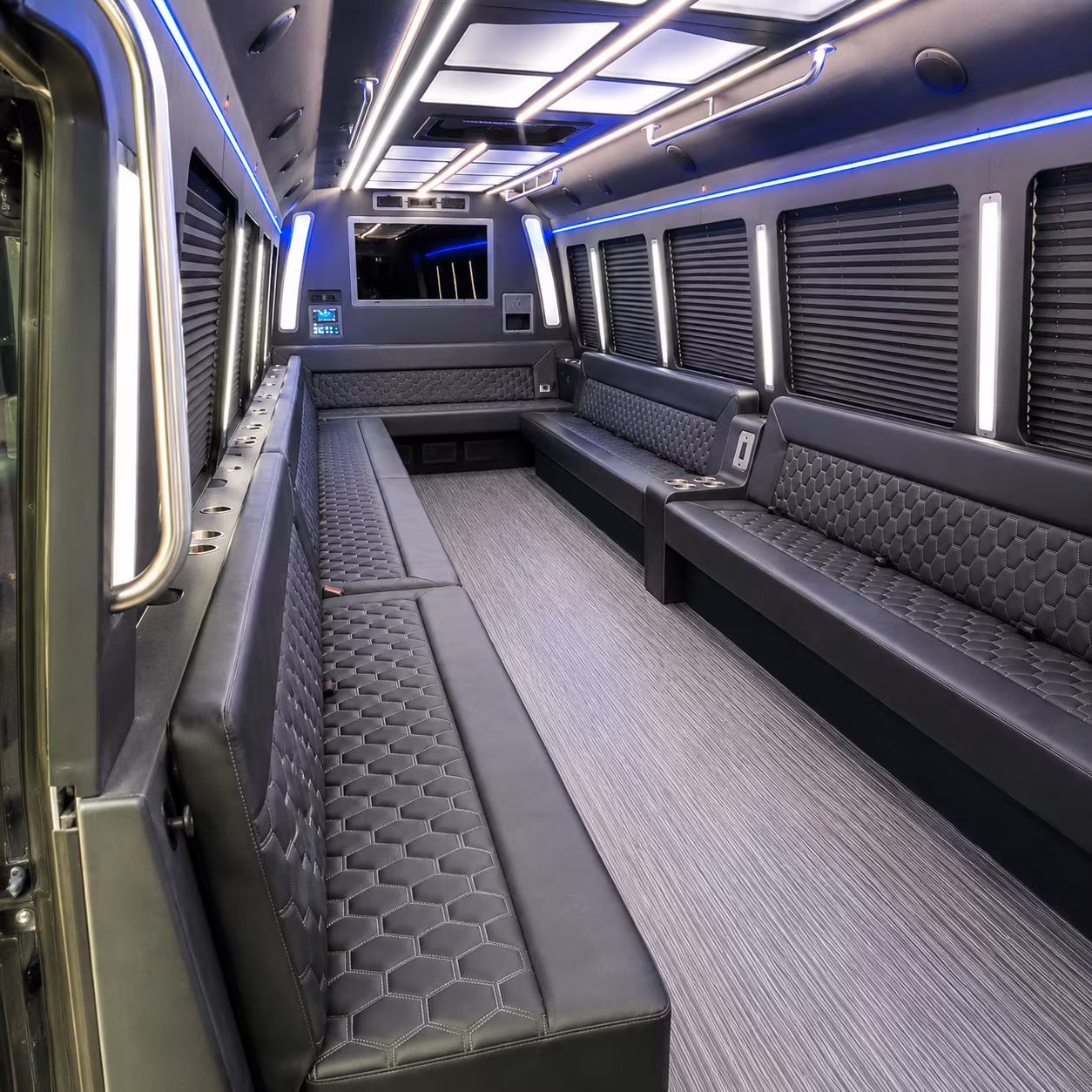 blue springs 40 passenger party bus interior