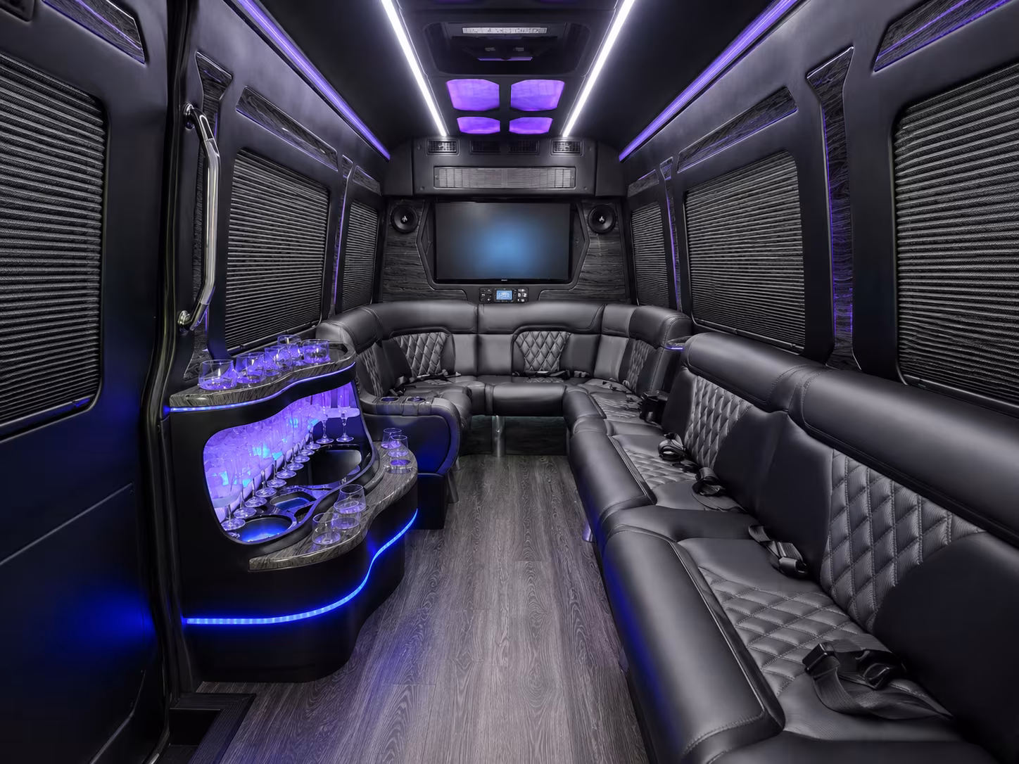 blue springs 50 passenger party bus interior