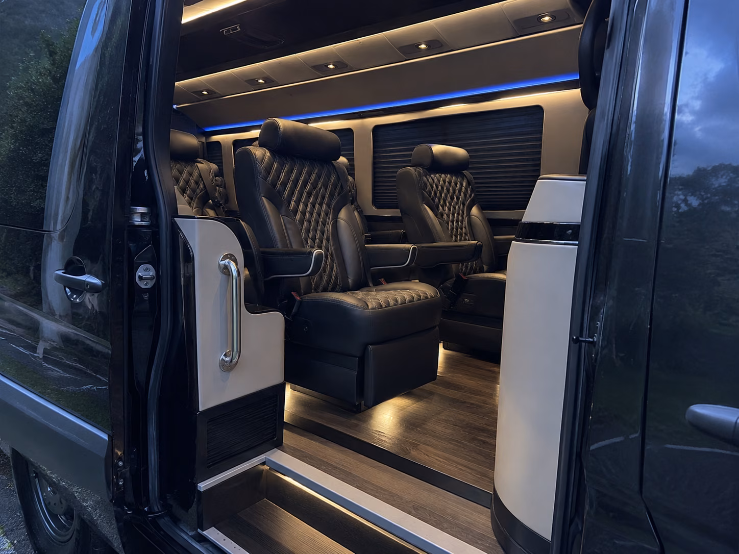 blue springs sprinter van with driver interior
